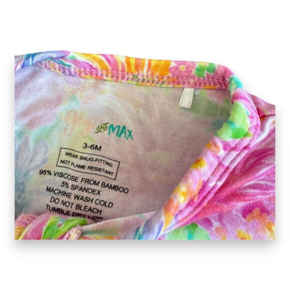 Gigi and Max Neon Floral Bamboo Ruffle Zippy "Stephanie" 3-6 Months - Picture 3 of 3